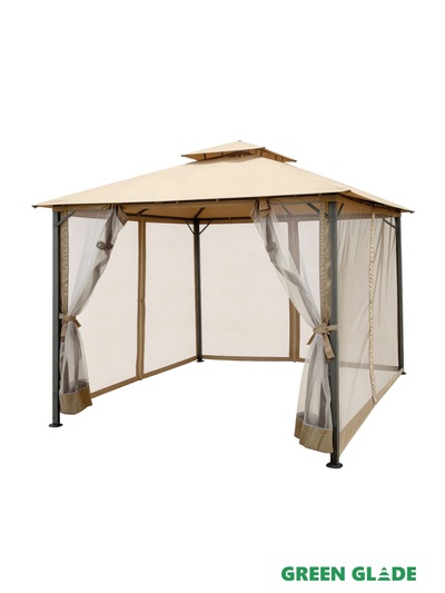 Тент-шатёр садовый Green Glade 72403, 3×3×2.65 м, полиэстер, стальной каркас, бежевый