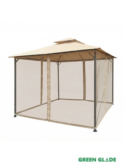 Тент-шатёр садовый Green Glade 72403, 3×3×2.65 м, полиэстер, стальной каркас, бежевый