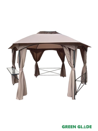 Тент-шатёр садовый Green Glade 72404, 4×4×1.95 м, полиэстер, стальной каркас, бежевый