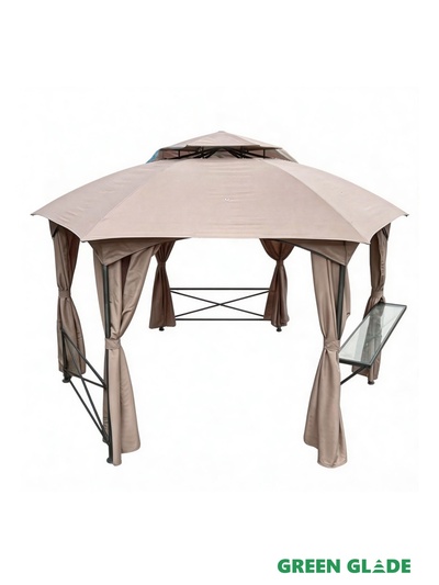 Тент-шатёр садовый Green Glade 72404, 4×4×1.95 м, полиэстер, стальной каркас, бежевый