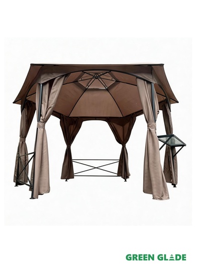 Тент-шатёр садовый Green Glade 72404, 4×4×1.95 м, полиэстер, стальной каркас, бежевый