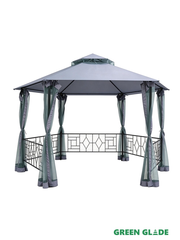 Тент-шатёр садовый Green Glade 72405, 2×2×2.75 м, полиэстер, стальной каркас, серый