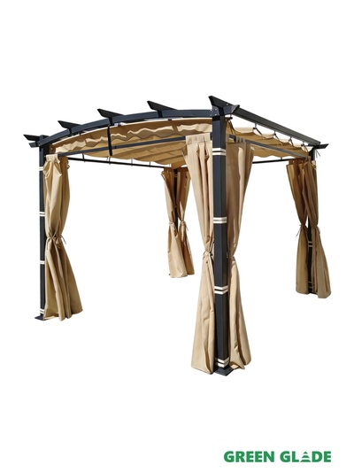 Тент-шатёр садовый Green Glade 72601, 3×3×2.32 м, полиэстер, стальной каркас, бежевый