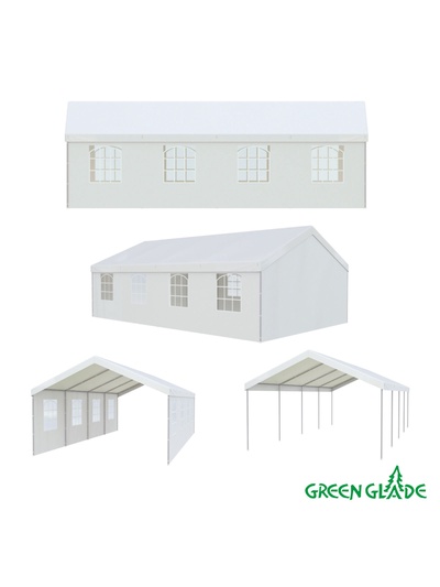 Тент-шатёр садовый Green Glade 1093, 4×8×3.2 м, полиэтилен, металлический каркас, белый