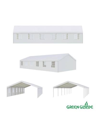 Тент-шатёр садовый Green Glade 3020, 6×12×3.2 м, полиэстер, металлический каркас, белый
