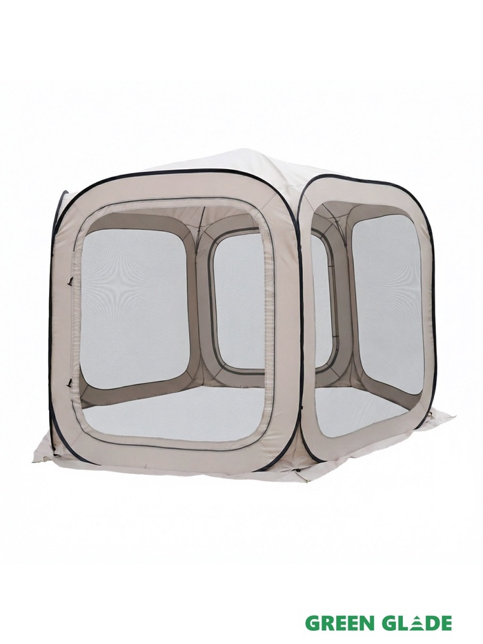 Тент-шатёр садовый Green Glade 72602, 3.65×3.65×3.65 м, полиэстер, стальной каркас, бежевый