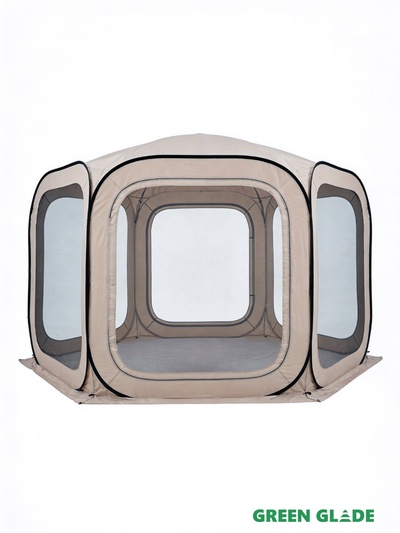 Тент-шатёр садовый Green Glade 72602, 3.65×3.65×3.65 м, полиэстер, стальной каркас, бежевый