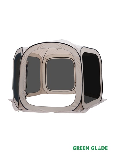 Тент-шатёр садовый Green Glade 72602, 3.65×3.65×3.65 м, полиэстер, стальной каркас, бежевый