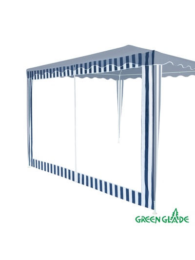 Стенка для садового тента Green Glade 4140, 1.95×2.95 м, полиэстер, с москитной сеткой, синяя