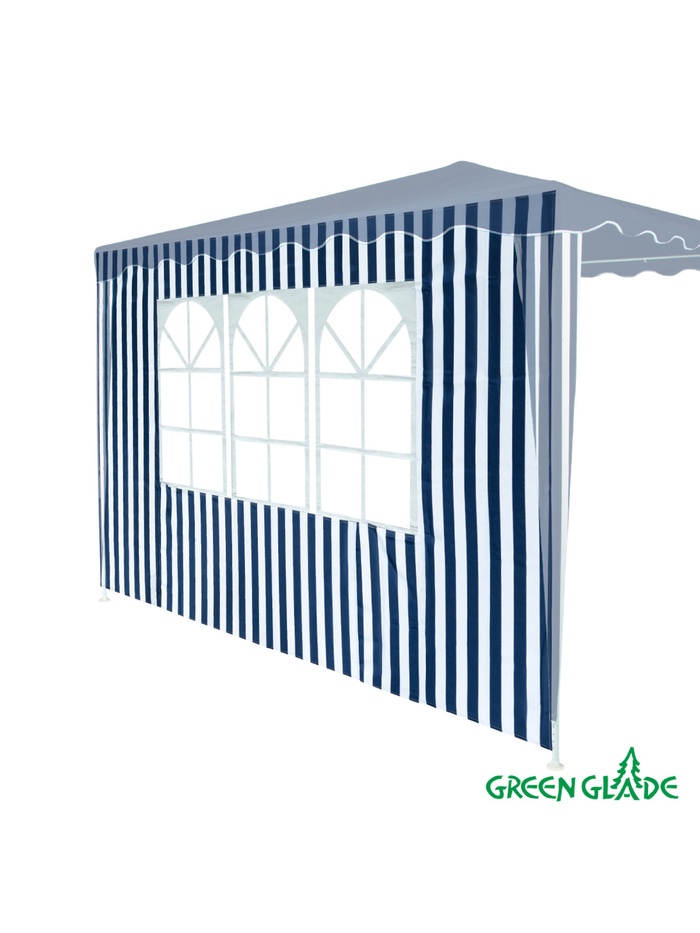 Стенка для садового тента Green Glade 4120, 1.95×2.95 м, полиэстер, с окном, синяя