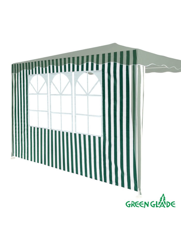 Стенка для садового тента Green Glade 4110, 1.95×2.95 м, полиэстер, с окном, зелёная