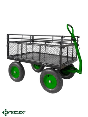 Тележка садовая G204, 4-колесная, чёрно-зелёная