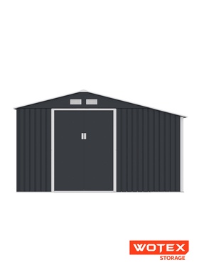 Сарай WOTEX Storage-08-3, темно-серый с белым, 342х195х203 см