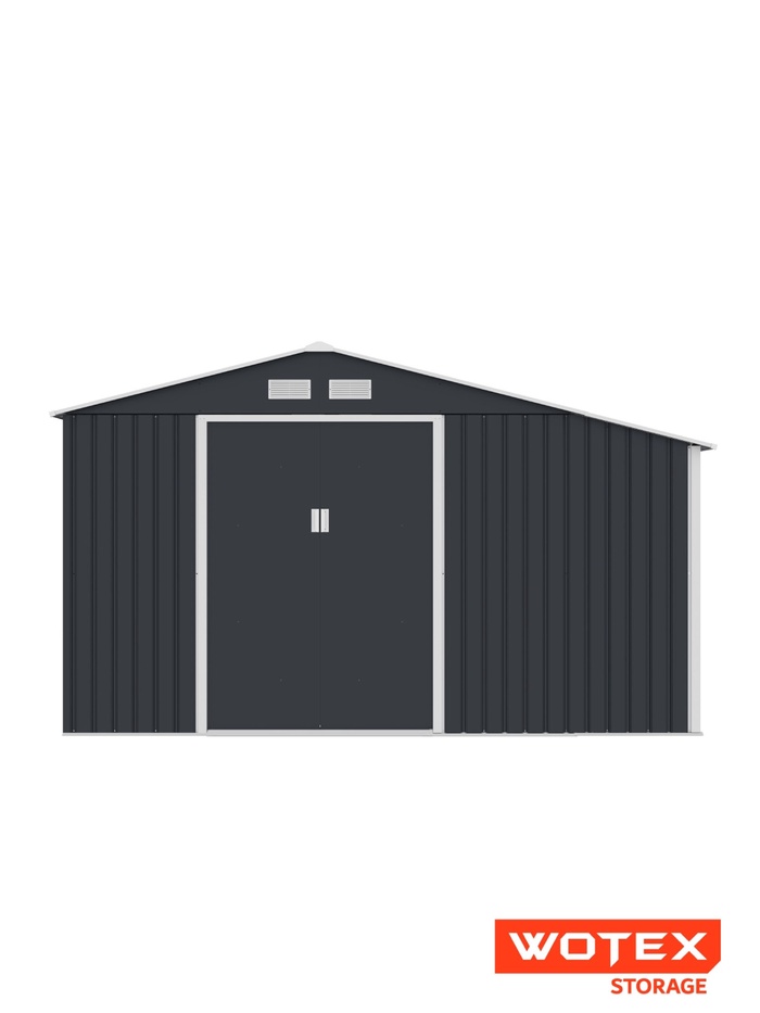 Сарай WOTEX Storage-08-3, темно-серый с белым, 342х195х203 см