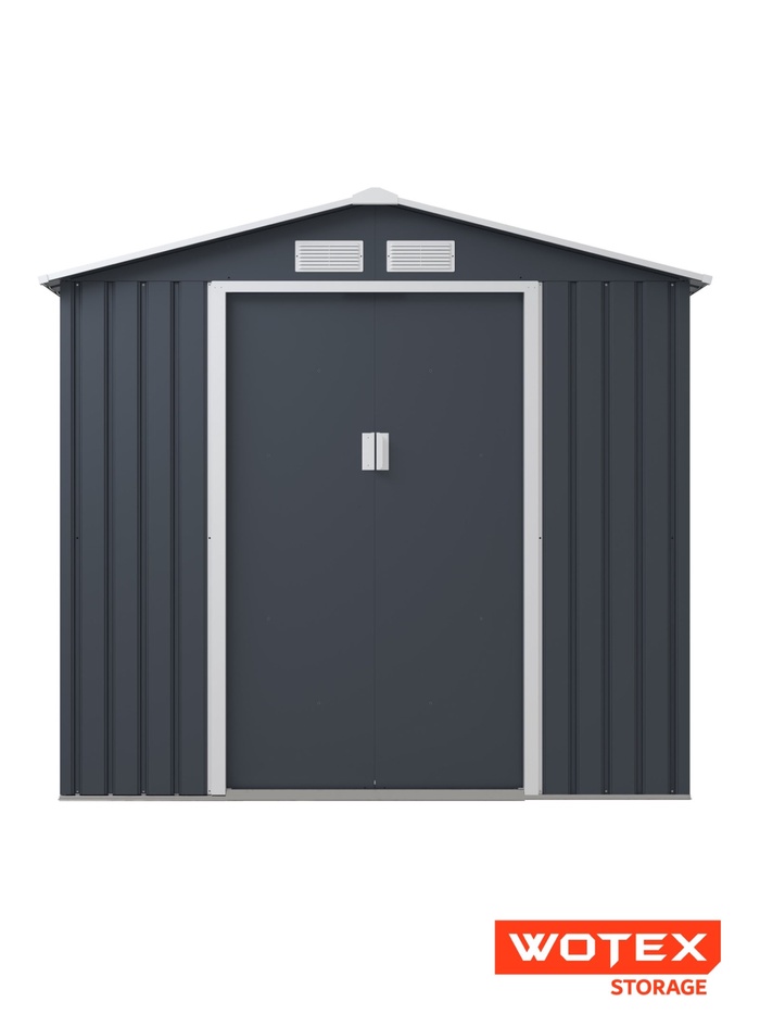 Сарай WOTEX Storage-03-3, тёмно-серый с белым, 213х195х195 см