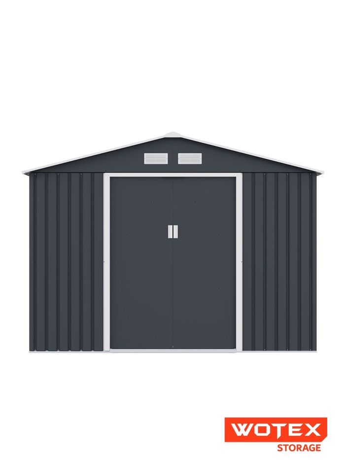 Сарай WOTEX Storage-04-3, тёмно-серый с белым, 277х195х203 см