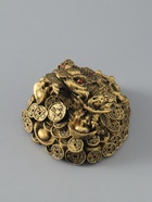 УЦЕНКА Нэцке полистоун бронза "Денежная жаба на горке китайских монет" 10х11,5х12,5 см - Фото 2