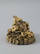 УЦЕНКА Нэцке полистоун бронза "Денежная жаба на горке китайских монет" 10х11,5х12,5 см - Фото 5