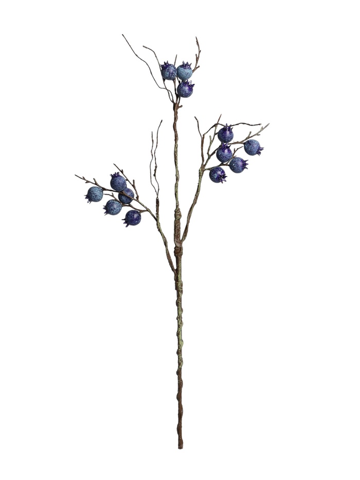 Цветы искусственные «Ветка голубики», ягода 2.5 см, h=60 см, синие