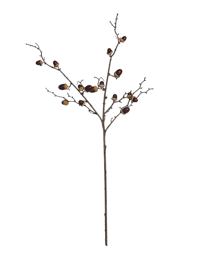 Цветы искусственные «Ветка жёлудей дуба», жёлудь 3.5 см, h=76 см, коричневые