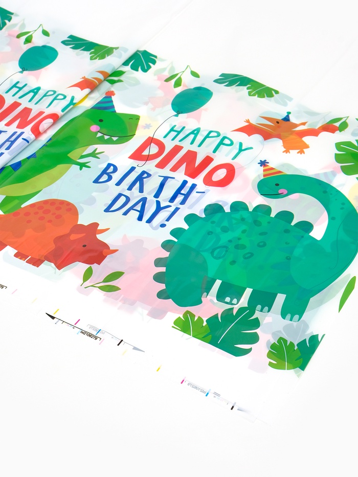 Скатерть одноразовая Dino birthday, 108×180 см
