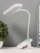 УЦЕНКА Лампа настольная RISALUX «Лайти», светодиодная, на прищепке, USB, АКБ, зелёно-белая, 12.5×19×32.5 см - Фото 2