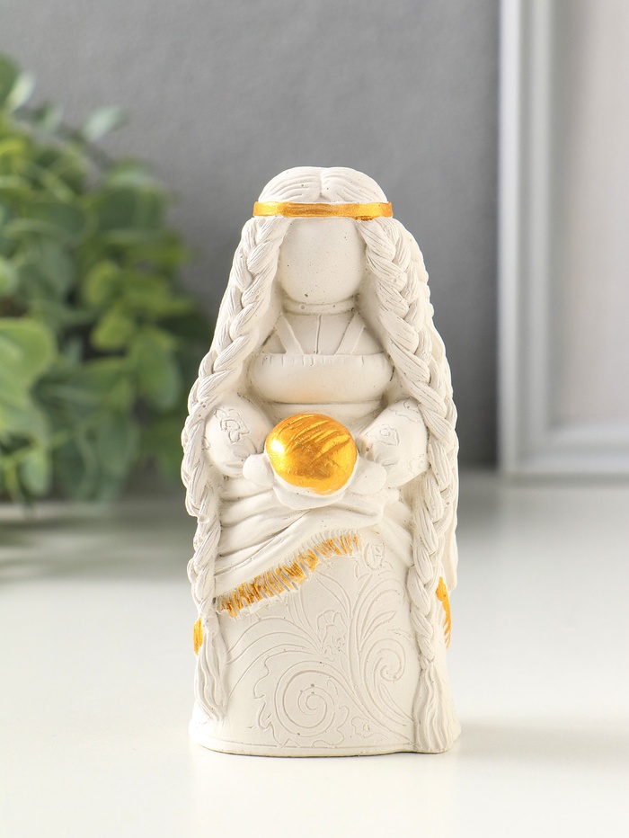 Фигурка гипс «Берегиня Рода», 13 см, белая с золотом