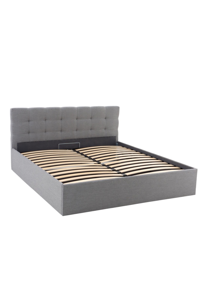 Кровать двуспальная «Гертруда», с подъёмным механизмом, 1800×2000 мм, рогожка серая