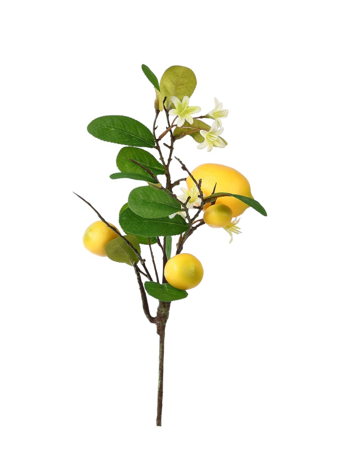 Цветы искусственные Ветка лимонов плод 7 см 38,5 см, жёлтый