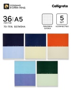 Тетрадь 5 штук, 36 листов в клетку Calligrata «Биколор», серые листы, блок №2, 5 видов 10992183