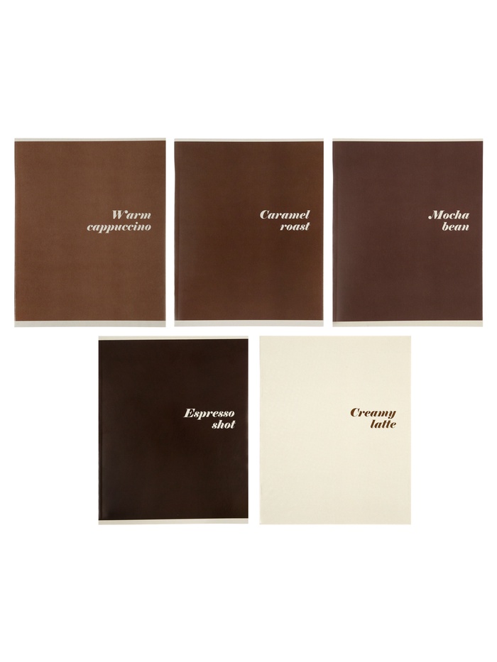 Комплект тетрадей 48 листов в клетку Calligrata «Кофе», 5 штук