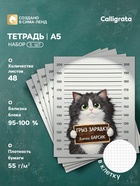 Набор тетрадей из 5 штук, 48 листов в клетку Calligrata «Коты хулиганы», блок №2, 5 видов 10992197