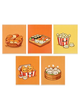 Комплект тетрадей 48 листов в линейку Calligrata «Котики», 5 штук