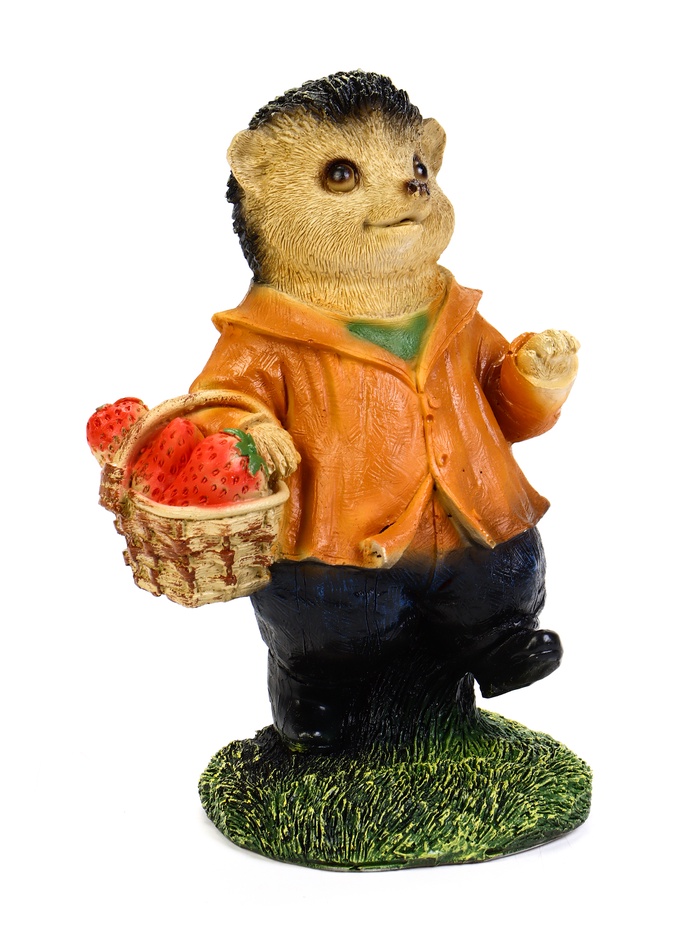 Садовая Фигура из полистоуна «Ёжик с клубникой», 23×12×12 см
