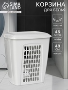 УЦЕНКА Корзина для белья с крышкой 45л 43х32х48см "Молетта" прямоуг, цвет светло-серая - Фото 1