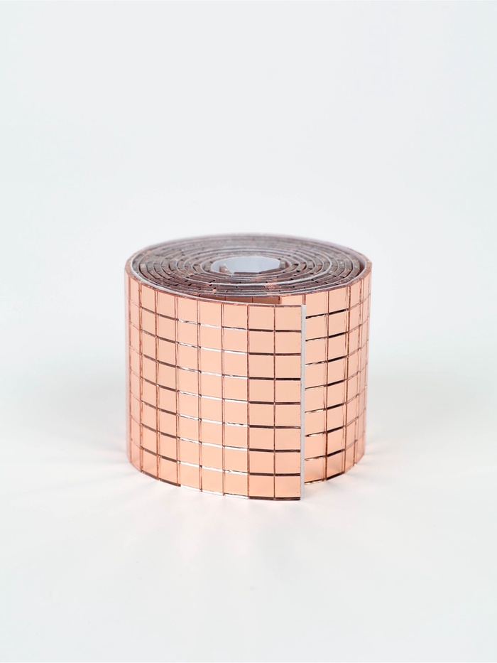 Зеркальная лента мозаика, самоклеящаяся 4 см × 1 м, цвет розовое золото