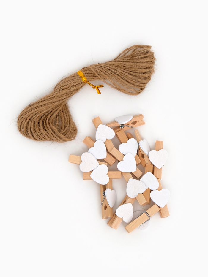 Прищепки декоративные «Сердечки» набор 15 штук, цвет белый