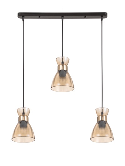 Светильник подвесной TR3404, 3хE27, 60 Вт, 55×13.5×100 см, чёрно-золотистый