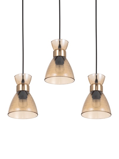 Светильник подвесной TR3404, 3хE27, 60 Вт, 55×13.5×100 см, чёрно-золотистый