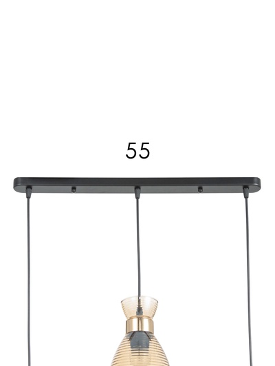 Светильник подвесной TR3404, 3хE27, 60 Вт, 55×13.5×100 см, чёрно-золотистый