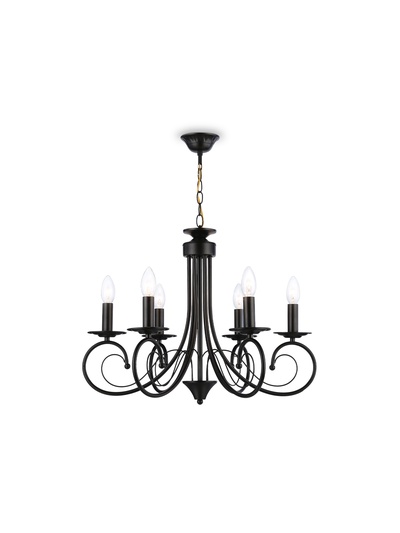 Люстра TR9612/6, 6хE14, 40 Вт, 65×56 см, чёрная