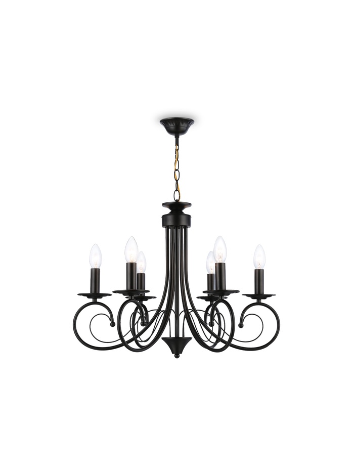 Люстра TR9612/6, 6хE14, 40 Вт, 65×56 см, чёрная - Фото 1
