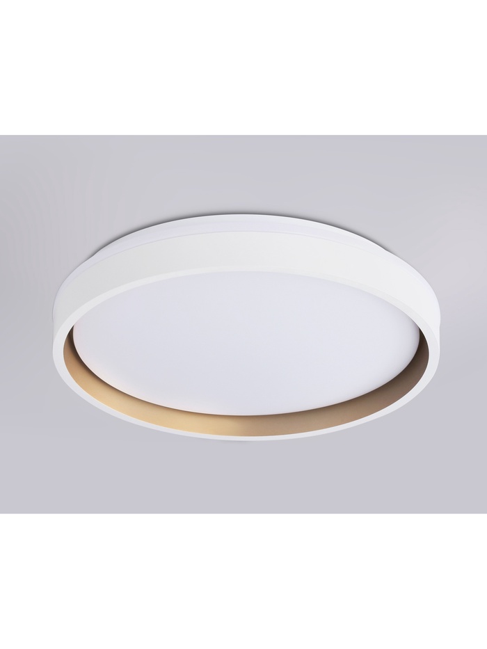 Люстра потолочная LED FZ601, 3000-6500К+RGB, 46Вт, d39 h8 см, с ПДУ, цвет белый/золото