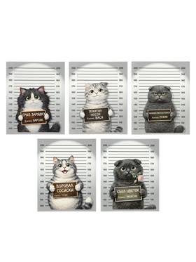 Тетрадь 48л кл Calligrata Коты хулиганы, обл мел карт, блок №2, 5В МИКС