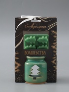 УЦЕНКА Аромалампа керамика + ароматический воск "Ёлочка" зелёная 7,5х7,5х8 см - Фото 1