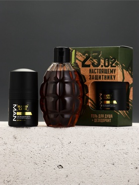 Подарочный набор: «Настоящему защитнику», гель для душа во флаконе граната, дезодорант, Чистое счастье