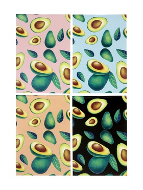 Набор блокнотов 8 шт А6 24л кл на скобе Авокадо, мел карт, бл офс, 4В + ручка МИКС