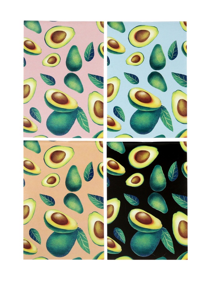 Набор блокнотов 4 шт А6 24л кл на скобе Авокадо, мел карт, бл офс, 4В