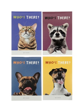 Набор блокнотов 4 шт А6 24л кл на скобе Кто здесь?, мел карт, бл офс, 4В