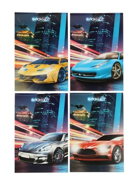 Набор блокнотов 4 шт А6 24л кл на скобе Авто, мел карт, бл офс, 4В